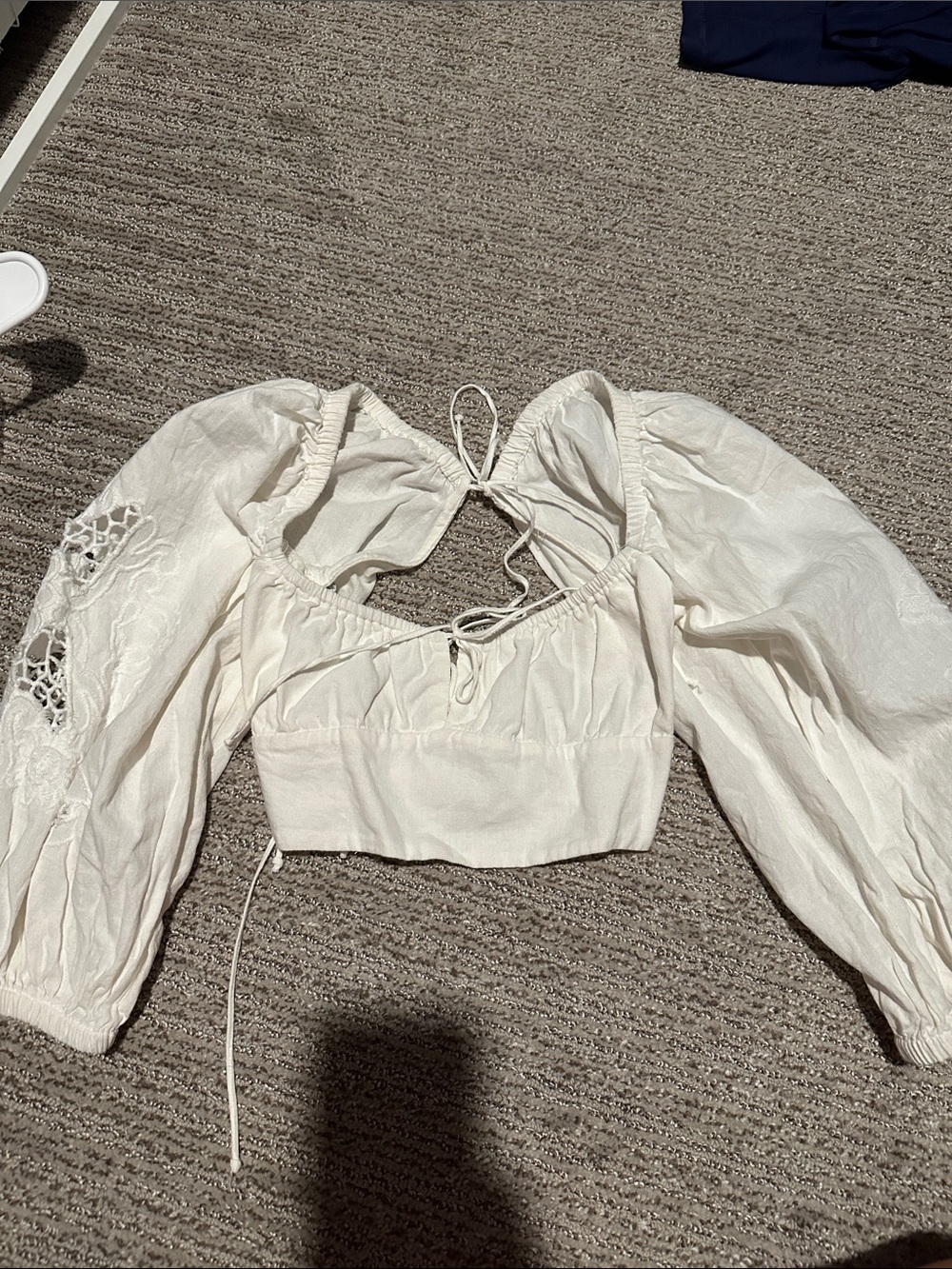 ZARA White Puff Sleeve Cropped Top